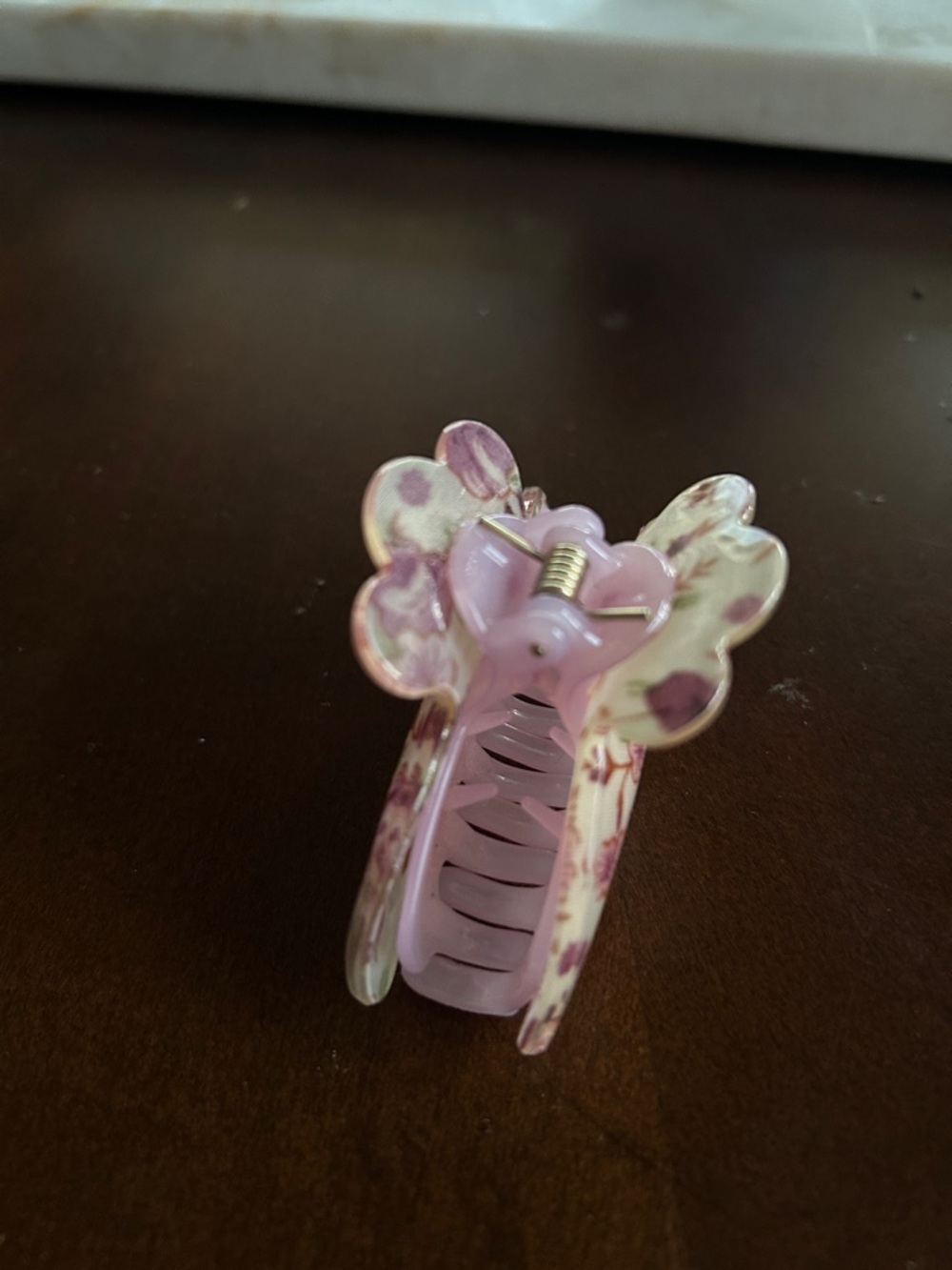 Floral Pink Butterfly Hair Claw Clip